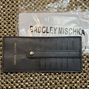 Badgley Mischka Black Card Holder with Gold Accent